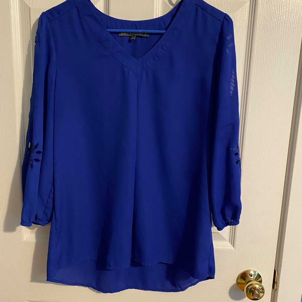 Brixon Ivy cobalt 3/4 blouse with cutouts on sleeves